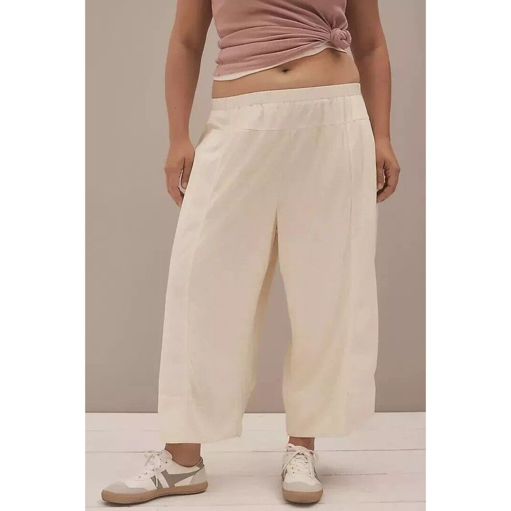 Daily Practice by Anthropologie Take Heart Capri Pants Wide Leg Cotton L 274065